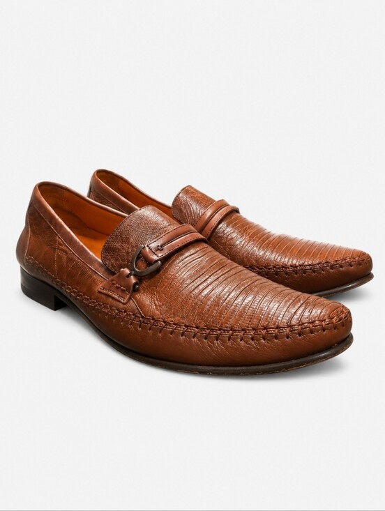 MEZLAN | Genuine Lizard Skin Horsebit Loafers Brown Handmade Spain US 8 main image 5